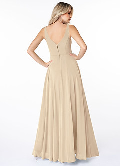 Azazie Calvi Final Sale Champagne A-Line Ruched Chiffon Dress image2