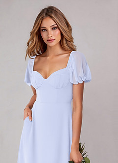 Azazie Fatima Bridesmaid Dresses Lavender A-Line with Pockets Chiffon Dress image6