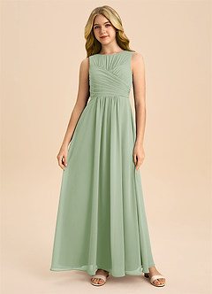 Azazie Skyla Junior Klä av A-Line i Chiffong Plisserad image3