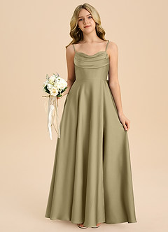 Azazie Bear Junior Moss Green A-Line Sweetheart Neckline Stretch Satin Dress image7