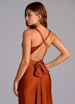 Azazie Hati Bridesmaid Dresses Paprika Mermaid Stretch Satin Dress image2