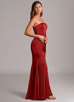 Azazie Uma Bridesmaid Dresses Pomegranate Mermaid Strapless Chiffon Convertible Dress image4