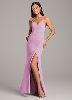 Azazie Yola Robes de demoiselle d'honneur Robe Fourreau Convertible en Mousseline de soie Plissée Rose Bonbon image4