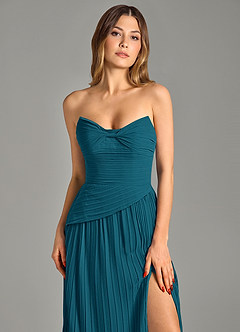 Azazie Becka Bridesmaid Dresses Ink Blue A-Line Strapless Chiffon Dress image6