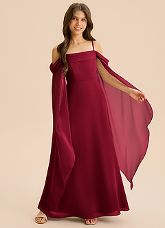 Azazie Moana Junior Linia A Pofałdowany Szyfon Długość podłogi Młodsza druhna Sukienka image6