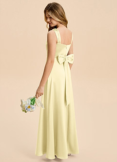 Azazie Kiki Junior Robe Trapèze en Satin extensible Arc Sorbet Citron image6