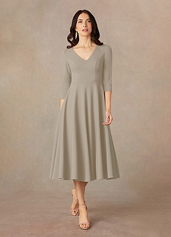 Azazie Nassif Mother of the Bride Dresses Taupe A-Line Stretch Crepe Dress image1
