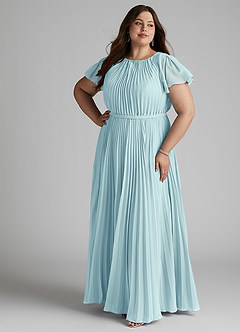 Azazie Kara Abiti da damigella modesti Abito A-Line Plissettato Chiffon Floor-Length image13