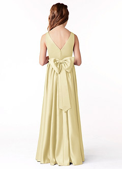 Azazie Hathaway Junior Vestido de Sorbete De Limón de Satén Elástico de Corte en A con Lazo image1