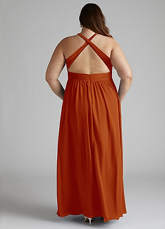 Azazie Ashia Bridesmaid Dresses Paprika A-Line Pleated Chiffon Dress image11
