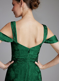 Azazie Emoria Bridesmaid Dresses Evergreen Jacquard A-Line Off the Shoulder Jacquard Dress image8