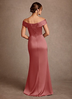 Azazie Bedford Mère de la mariée Robes Robe Fourreau en Satin extensible Plissé Antique Rose image3