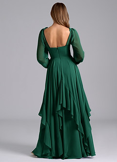 Azazie Karan Bridesmaid Dresses Emerald A-Line Long Sleeve Chiffon Dress image2