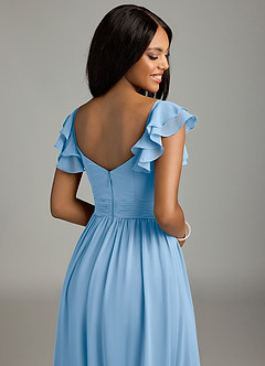 Azazie Anaya Brautjungfernkleider A-Linie Herzausschnitt Chiffon Kleid Puderblau image2