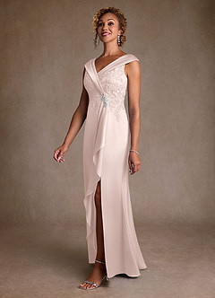 Azazie Santa Monica Mother of the Bride Dresses Blushing Pink A-Line Lace Dress image4