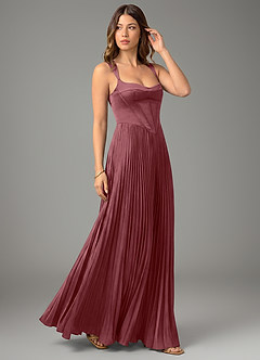Azazie Avenelle Bridesmaid Dresses Desert Rose A-Line Corset Stretch Satin Dress image5