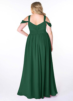 Azazie Lianne Bridesmaid Dresses Dark Green A-Line Off the Shoulder Chiffon Dress image9