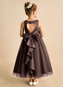 Azazie Solia Robe Demoiselle D'honneur Fillette Robe Princesse en Tulle Arc Ganache image1