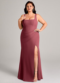 Azazie Mero Bridesmaid Dresses Merlot Sheath Pleated Chiffon Dress image11