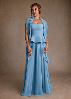 Azazie Josabeth Mother of the Bride Dresses Steel Blue A-Line Pleated Chiffon Dress image4
