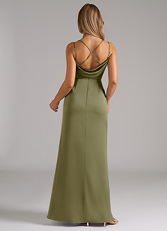 Azazie Callan Bridesmaid Dresses Pistachio A-Line Pleated Stretch Satin Convertible Dress image2