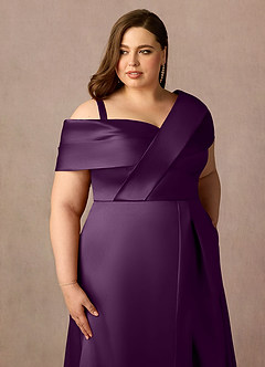 Azazie Marissa Mother of the Bride Dresses Grape A-Line Pleated  Mikado Dress image7