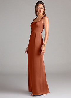 Azazie Flori Brautjungfernkleider Etui Seitliche Cut-Outs Stretch-Satin Kleid Zedernrose image4
