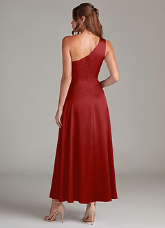 Azazie Brooke Suknie dla druhen Linia A Jedno ramię Satyna elastyczna Długość kostki Sukienka image7