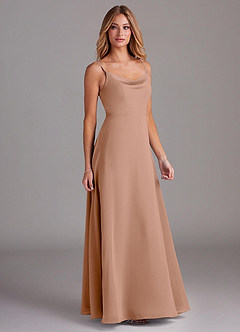 Azazie Daenerys Brautjungfernkleider A-Linie Kutte Chiffon Kleid Champagner Rosa image5