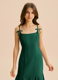 Azazie Evey Junior Abito Sirena in Chiffon Plissettato Smeraldo image6