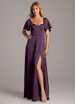 Azazie Chloe Bridesmaid Dresses Plum A-Line Sweetheart Neckline Stretch Satin Dress image1