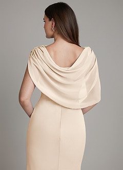 Azazie Hadley Robes de demoiselle d'honneur Robe Sirène en Mousseline de soie Plissée Albâtre Blanc image7