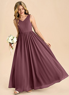 Azazie Hathaway Junior Sangria A-Line Bow Chiffon Dress image4