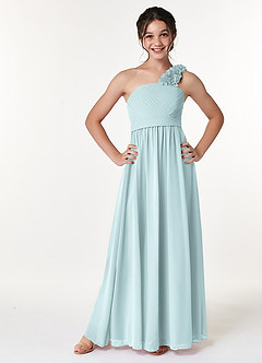 Azazie Flower Junior Mist A-Line Pleated Chiffon Dress image1