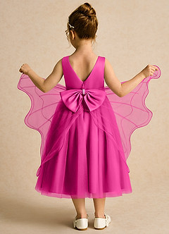 Azazie Pear vestidos de niña de las flores Vestido de Fucsia de Tul de Princesa con Lazo image3