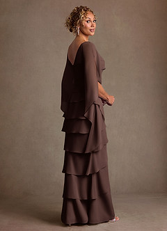 Azazie Arabinda Abiti per la Madre della Sposa Abito Tubino in Chiffon Increspato Ganache image2