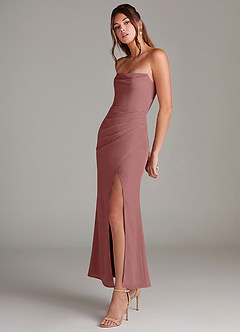 Azazie Leonis Bridesmaid Dresses Desert Rose Mermaid Strapless Chiffon Convertible Dress image3