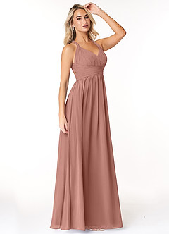 Azazie Ashia Final Sale Cedar Rose A-Line Pleated Chiffon Dress image4