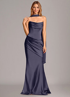 Azazie Pelagia Bridesmaid Dresses Stormy Mermaid Corset Stretch Satin Convertible Dress image3