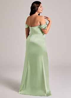 Azazie Saige Bridesmaid Dresses Dusty Sage Sheath Off the Shoulder Metallic Satin Convertible Dress image14