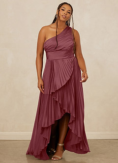 Christian Siriano Bridal for Azazie 1008 Bridesmaid Dresses Desert Rose A-Line One Shoulder Stretch Satin Dress image9