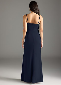 Azazie Rhoda Bridesmaid Dresses Dark Navy Sheath Pleated Stretch Crepe Dress image6
