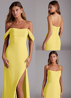 Azazie Saige Vestidos de damas de honor Vestido de Canario de Gasa de Corte en A Convertible con Vestidos sin tirantes image10