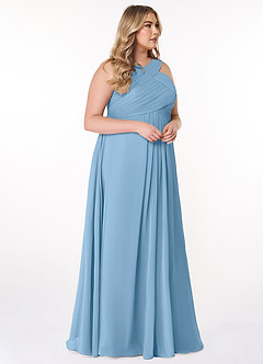 Azazie Kaleigh Bridesmaid Dresses Steel Blue A-Line Pleated Chiffon Dress image10