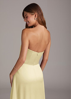 Azazie Wren Brudtärnklänningar Klä av A-Linje i Stretch Satin Axelbandslös Citronsorbet Konvertibel image4