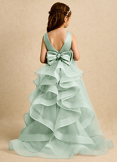 Azazie Lior Flower Girl Dresses Agave Ball-Gown Pleated Tulle Dress image1