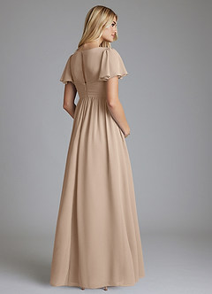 Azazie Verna Maternity Bridesmaid Dresses A-Line V-Neck Ruched Chiffon Floor-Length Dress image2