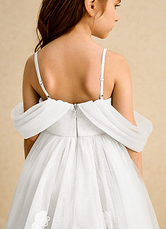 Azazie May Flower Girl Dresses Ivory Ball-Gown Pleated Tulle Dress image8