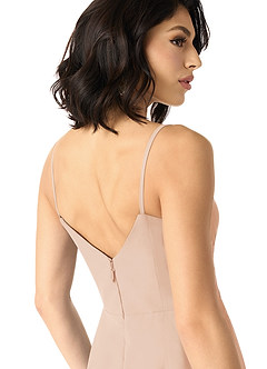 Azazie Aubrielle Final Sale Desert Rose A-Line Pleated Chiffon Dress image5