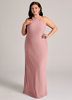 Azazie Doretta Bridesmaid Dresses Dusty Rose Mermaid Pleated Chiffon Dress image9